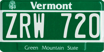 VT license plate ZRW720