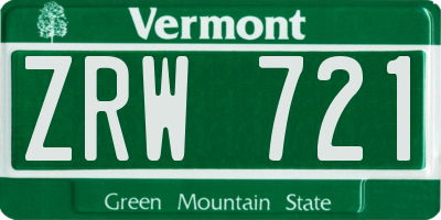 VT license plate ZRW721