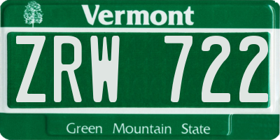 VT license plate ZRW722