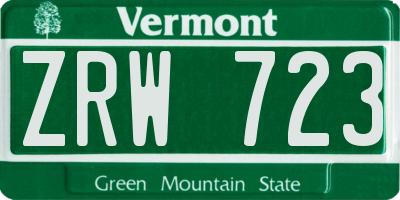 VT license plate ZRW723
