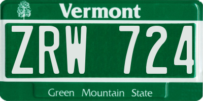 VT license plate ZRW724