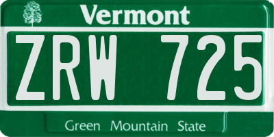 VT license plate ZRW725