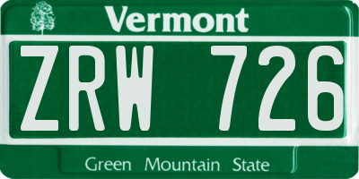 VT license plate ZRW726