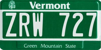 VT license plate ZRW727