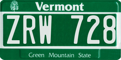 VT license plate ZRW728