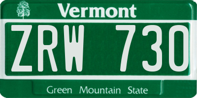 VT license plate ZRW730