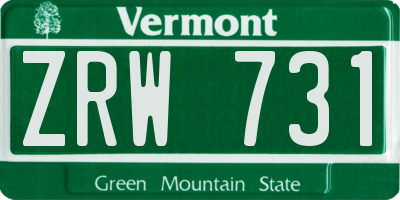 VT license plate ZRW731