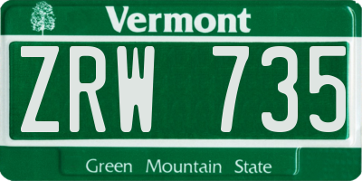 VT license plate ZRW735
