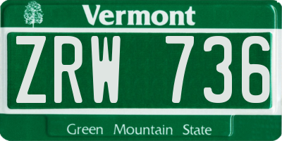 VT license plate ZRW736
