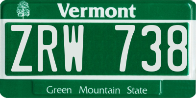 VT license plate ZRW738
