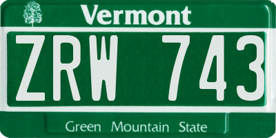 VT license plate ZRW743
