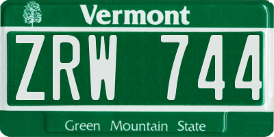 VT license plate ZRW744