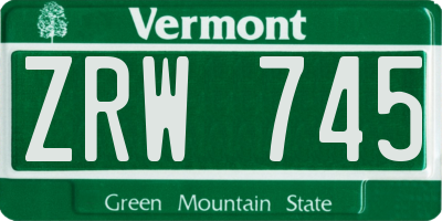 VT license plate ZRW745