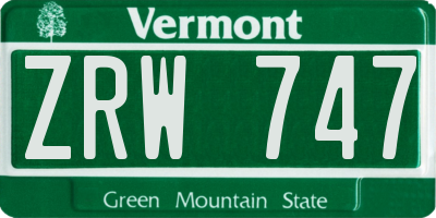 VT license plate ZRW747