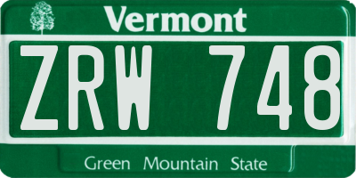 VT license plate ZRW748