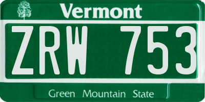 VT license plate ZRW753