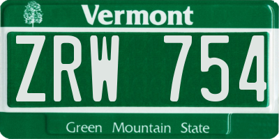 VT license plate ZRW754