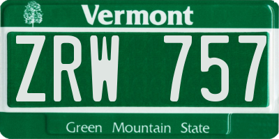 VT license plate ZRW757