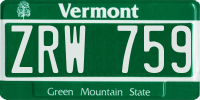 VT license plate ZRW759