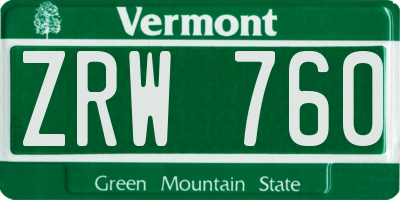 VT license plate ZRW760