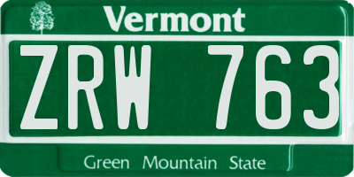 VT license plate ZRW763