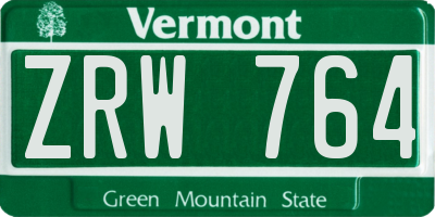 VT license plate ZRW764