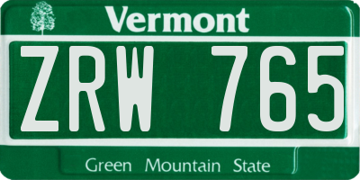 VT license plate ZRW765