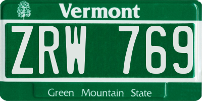 VT license plate ZRW769