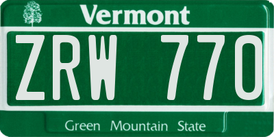 VT license plate ZRW770