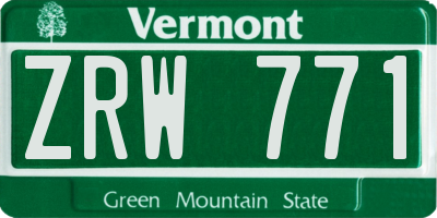 VT license plate ZRW771