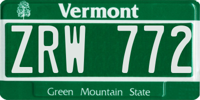 VT license plate ZRW772