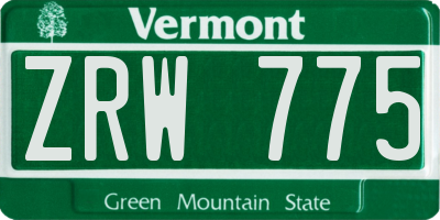 VT license plate ZRW775