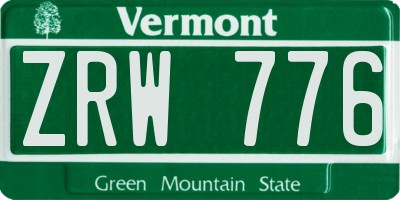 VT license plate ZRW776