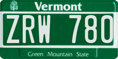 VT license plate ZRW780