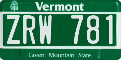 VT license plate ZRW781