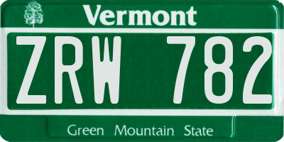 VT license plate ZRW782