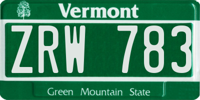 VT license plate ZRW783