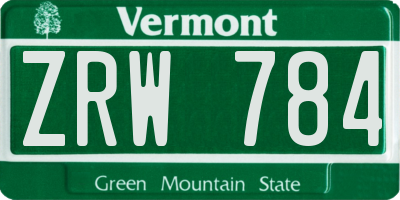 VT license plate ZRW784
