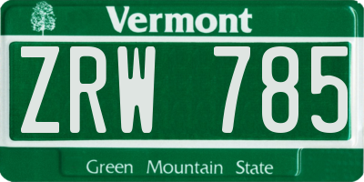 VT license plate ZRW785