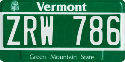 VT license plate ZRW786