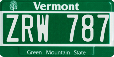 VT license plate ZRW787