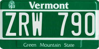 VT license plate ZRW790