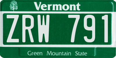 VT license plate ZRW791
