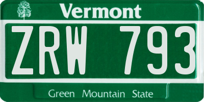 VT license plate ZRW793
