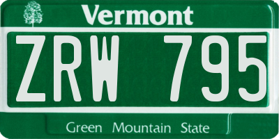 VT license plate ZRW795