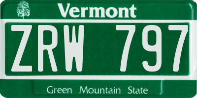 VT license plate ZRW797