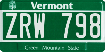 VT license plate ZRW798