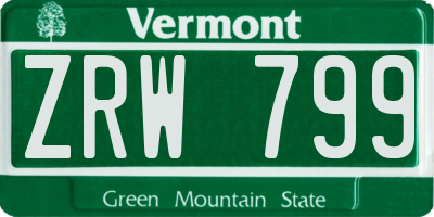 VT license plate ZRW799