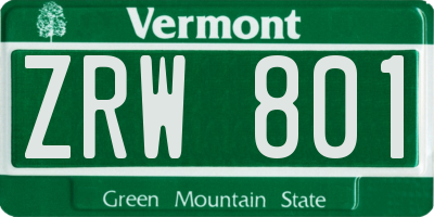 VT license plate ZRW801