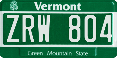 VT license plate ZRW804
